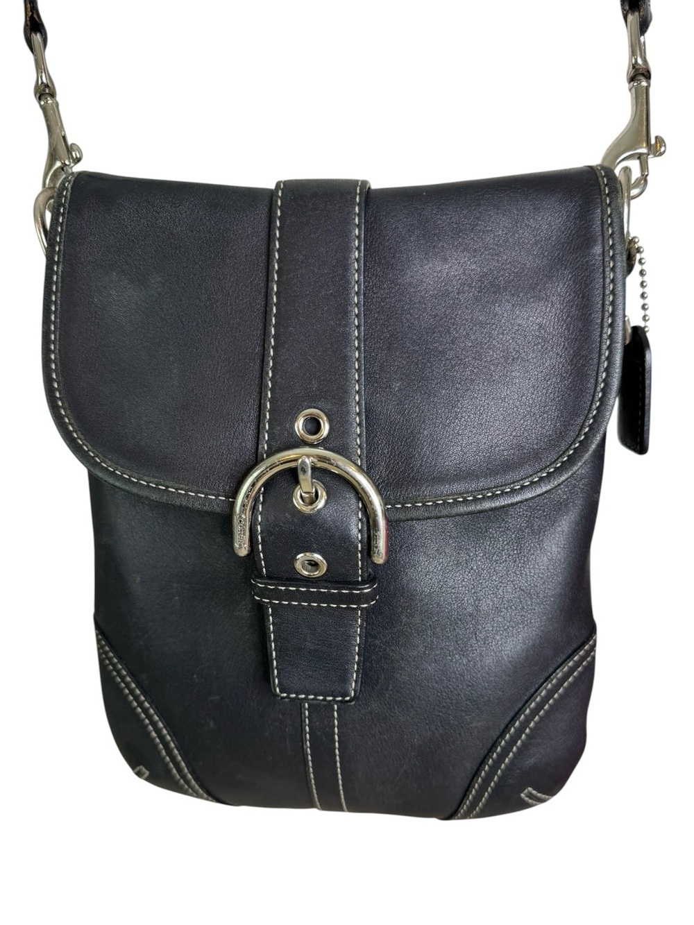 Vintage Coach Black Leather Soho Duffle Flap
Crossbody Bag 9480 Y2K